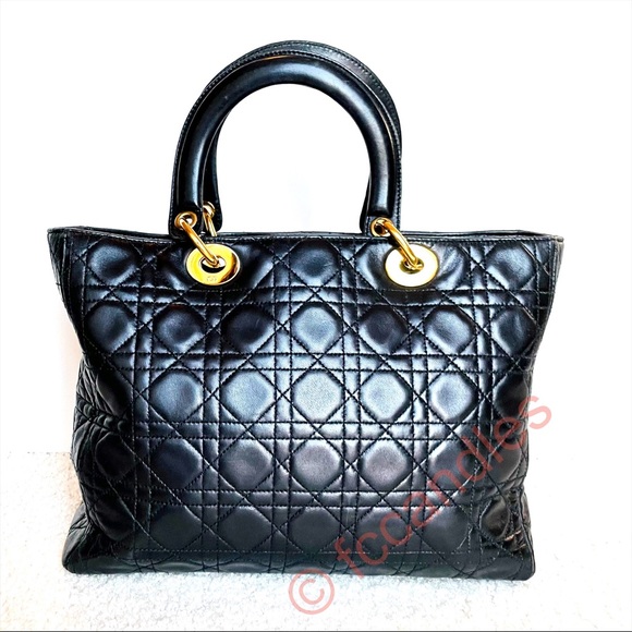 Vintage Large Dior Lady Dior in Lambskin - Picture 2 of 16